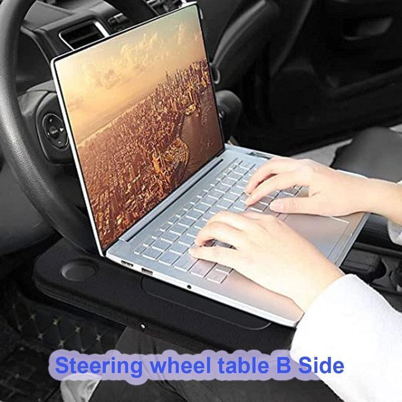 Photo 3 of Car Lunch Desk Portable, Car Steering Wheel Seat Tray with Cup Holder, Car Seat Table for Writing, Working, Drinking, Dinning