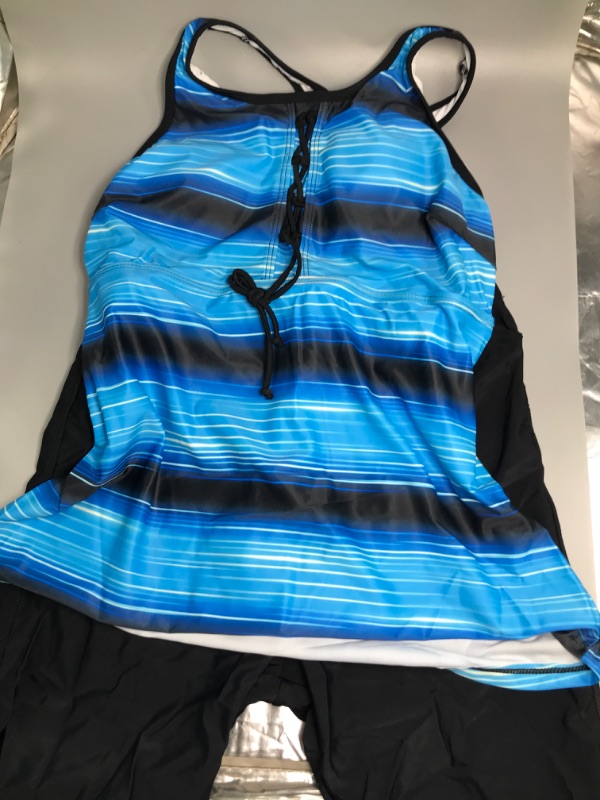 Photo 1 of (Large) Aqua Eve Two Piece Women Tankini Swimsuits Blouson Swim Tank Top with Shorts Modest Bathing Suits  