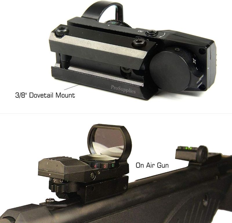 Photo 2 of TACFUN Red and Green Reflex Sight with 4 Reticles, 3/8" Dovetail Mount for Airgun Airsoft and .22 RF