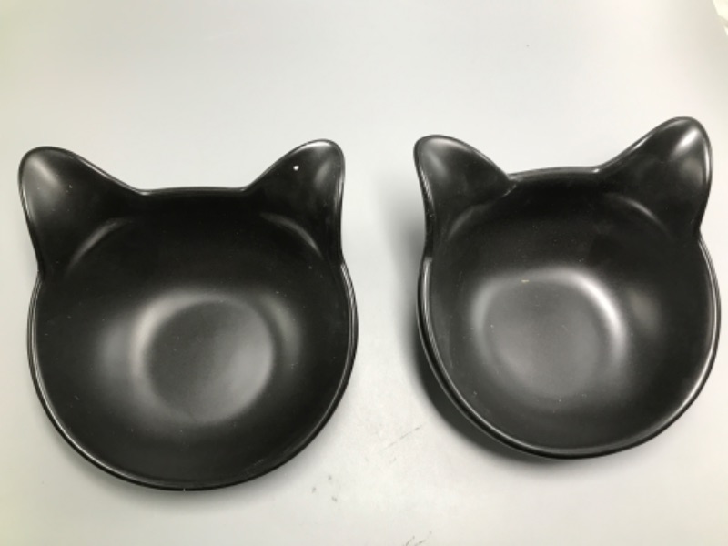 Photo 2 of ViviPet 2 Ceramic Kitty Cat Bowl, Pearl Black