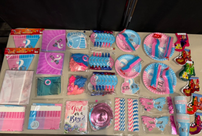 Photo 1 of 40 Piece Gender Reveal Party Tableware Set