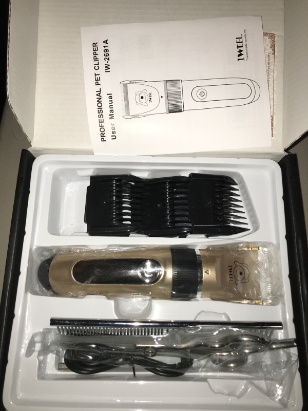 Photo 3 of Dog Clippers, 2-Speed Professional Rechargeable Cordless Cat Shaver and Low Noise Water Proof Electric Dog Trimmer Pet Grooming Kit Animal Hair Clippers Tool with Scissors Combs