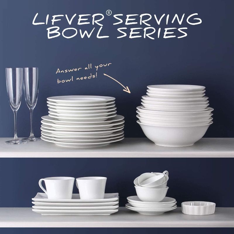 Photo 1 of LIFVER 48 oz White Ceramic Bowls, Set of 4, Large Deep Bowls for Soup, Salad, Pasta, Noodle Pho, Cereal, Dishwasher & Microwave Safe
