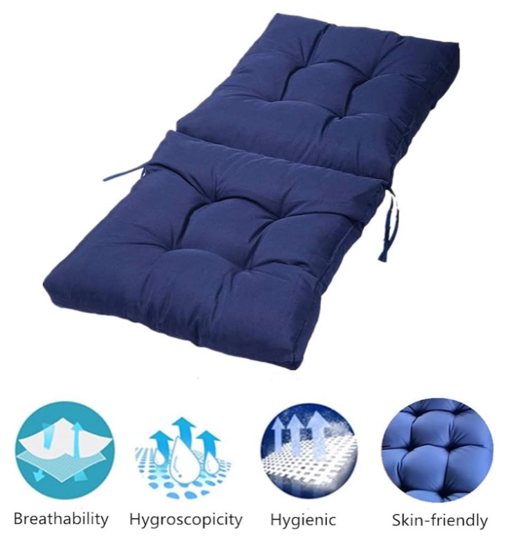 Photo 1 of Indoor/Outdoor Rcoking Chair Cushion, Waterproof Seat/Back Chair Cushion Set, Four Seasons Universal Soft Patio Chaise Lounger Cushion Chair (Navy)