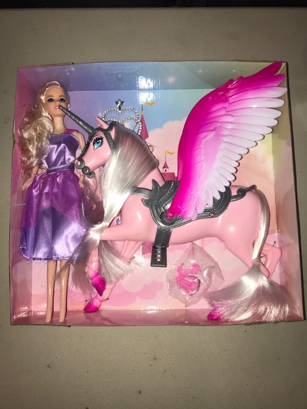 Photo 4 of MEGAFUN Color Change Unicorn Toys & Princess Doll with Rainbow Braided Hair, Removable Saddle&Wings, Princess Toy Unicorn Gifts for Girls