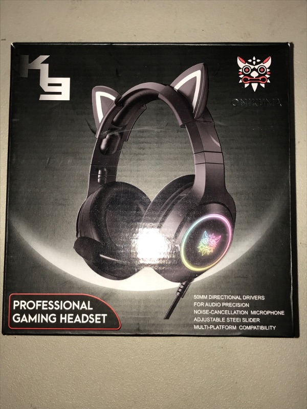 Photo 3 of Gaming Headset with Removable Cat Ears, Compatible with PC PS4 PS5 Xbox One(Adapter Not Included) Mobile Phones, with Surround Sound, RGB Backlight & Noise Canceling Retractable Microphone