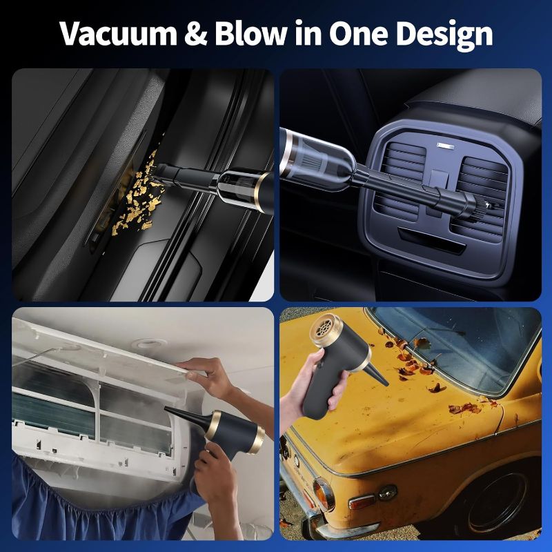 Photo 2 of aokway Upgraded Car Vacuum Cleaner High Power 12500PA, Handheld Vacuum Cordless Rechargeable 5000mAh, Electric Air Duster & Air Blower 4-in-1, Mini Vacuum Cleaner for Car, Home
