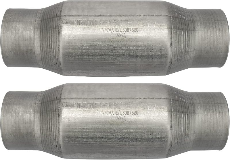 Photo 1 of MAYASAF 2 pack 3" Inlet/Outlet Universal Catalytic Converter, High Flow Exhaust Pipe, w/o O2 Port (EPA Compliant), 2 pack
