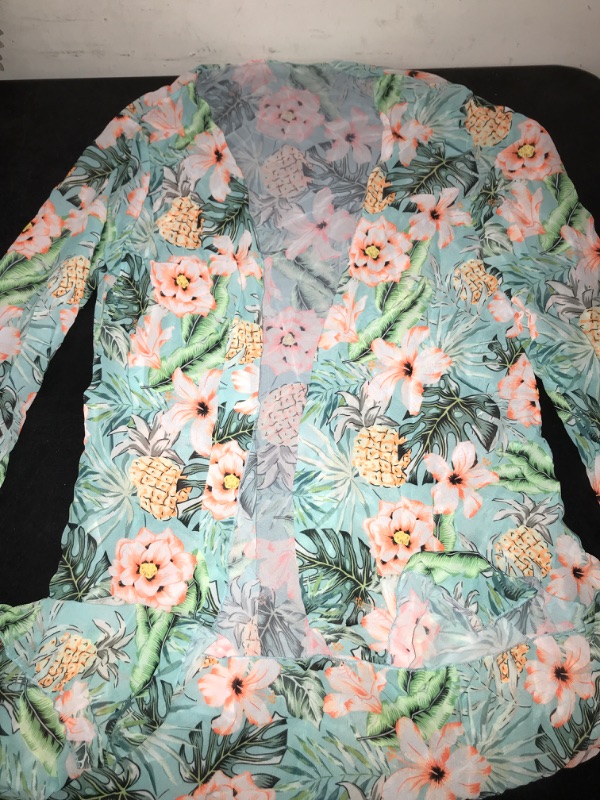 Photo 5 of small 3 Piece Women's Swimsuit, Sexy Floral Printed Push Up Bikini Set with Kimono Cover Ups, High Waist Beach Wear (as1, alpha, s, regular, petite, Light Green)