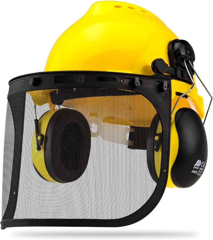 Photo 1 of NEIKO 53880A Forestry Helmet for Safety with Shield and Earmuffs, Chainsaw Helmet with Face Shield, Hard Hat Safety Gear Equipment, Protective Face Shield and Mesh Shield for Face Protection