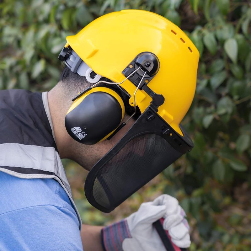 Photo 2 of NEIKO 53880A Forestry Helmet for Safety with Shield and Earmuffs, Chainsaw Helmet with Face Shield, Hard Hat Safety Gear Equipment, Protective Face Shield and Mesh Shield for Face Protection