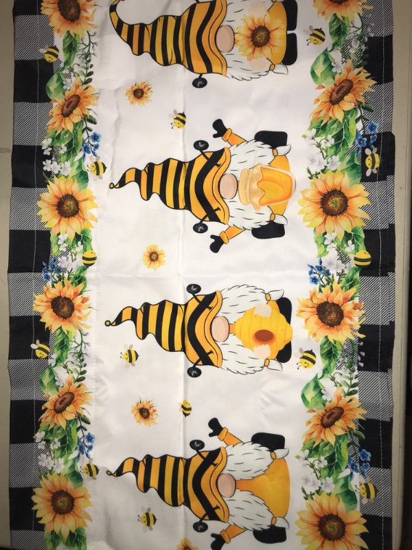 Photo 3 of Farm Bee Gnome Window Valance,Sunflower Valances for Kitchen Windows,Black Plaid Floral Bumble Farm Bee Rod Pocket Valance Curtain,Short Curtains Window Treatment Bedroom 60x18in