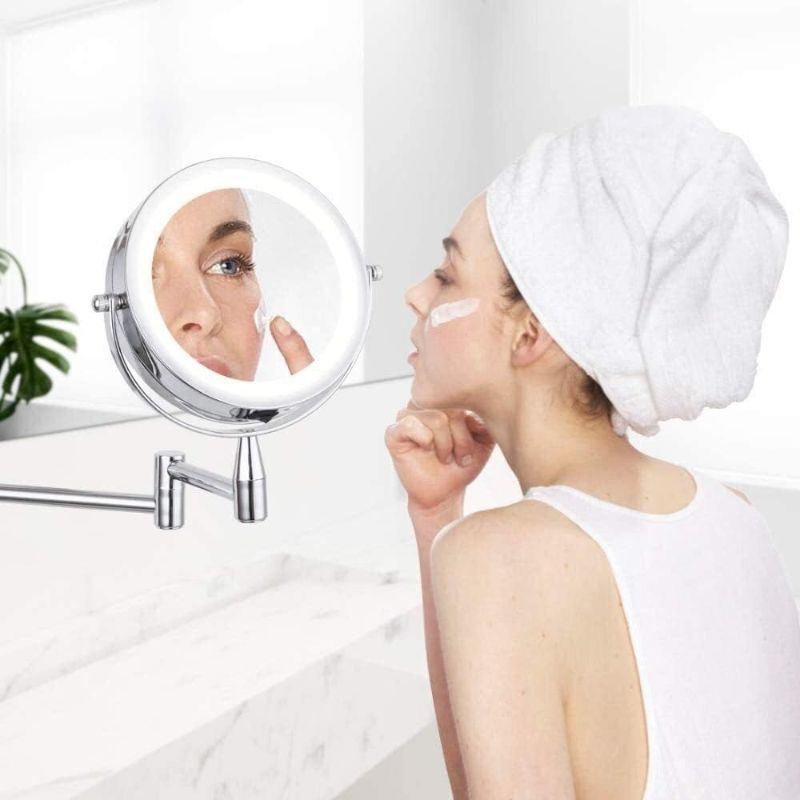 Photo 3 of Makeup Mirror LED 1X/5X Magnification Wall Mounted Adjustable Makeup Mirror Dual Arm Extend 2-Face Cosmetic Mirror
