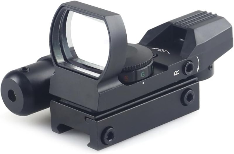 Photo 2 of 1x22x33 Reflex Red and Green Dot Sight with Laser, Red Dot Scope with 4 Reticles, Reflex Sight with 22mm Rail, Gun Scope