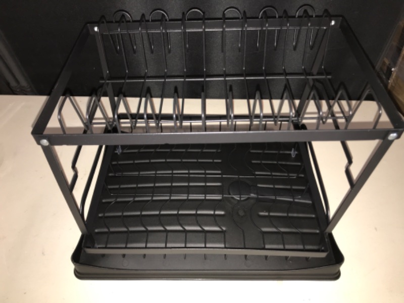 Photo 2 of NEATEST Dish Drying Rack, 2-Tier Dish Rack for Kitchen Counter with Auto Draining Tray Kitchen Organizers 
