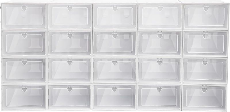 Photo 1 of 20 Pack Shoe Boxes Clear Plastic Stackable, Large Shoe Storage Box Organizers for Closet, Clear Shoe Boxes Stackable, Sneaker Storage Organizer for Size 10 (13”x 9”x 5.5”)