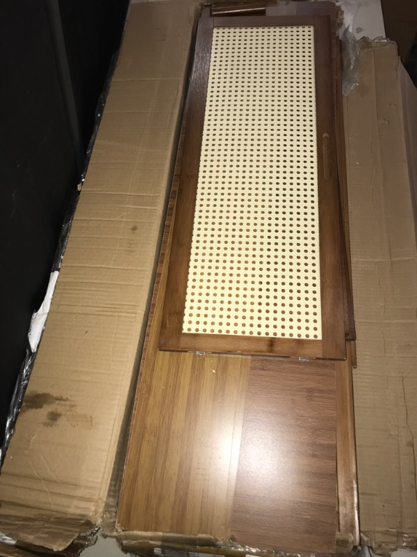 Photo 1 of Floor Standing Bamboo Shoe Storage Cabinet 6-Tier Shoe Rack Storage Organizer with 4 Sliding Door Rattan Shoe Bench Shoe Cabinet for Entryway Hallway Living Room