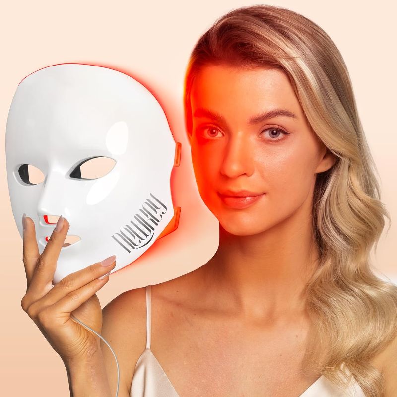 Photo 1 of NEWKEY LED Face Mask Light Therapy,Red Light Therapy for Face Wrinkle Blue Light Therapy Mask for Face Acne,150LEDs,10 Min Auto Shut off, Wired