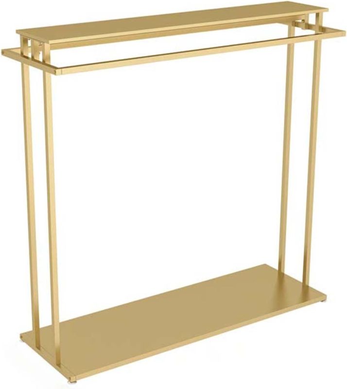 Photo 1 of Garment Rack Clothing Rack with Shelves Gold Clothing Rack with Shelves Clothing Stand Display Clothing Display Stand Free Standing Closet Organizer Heavy Duty Clothes Ra (Gold 100cm)