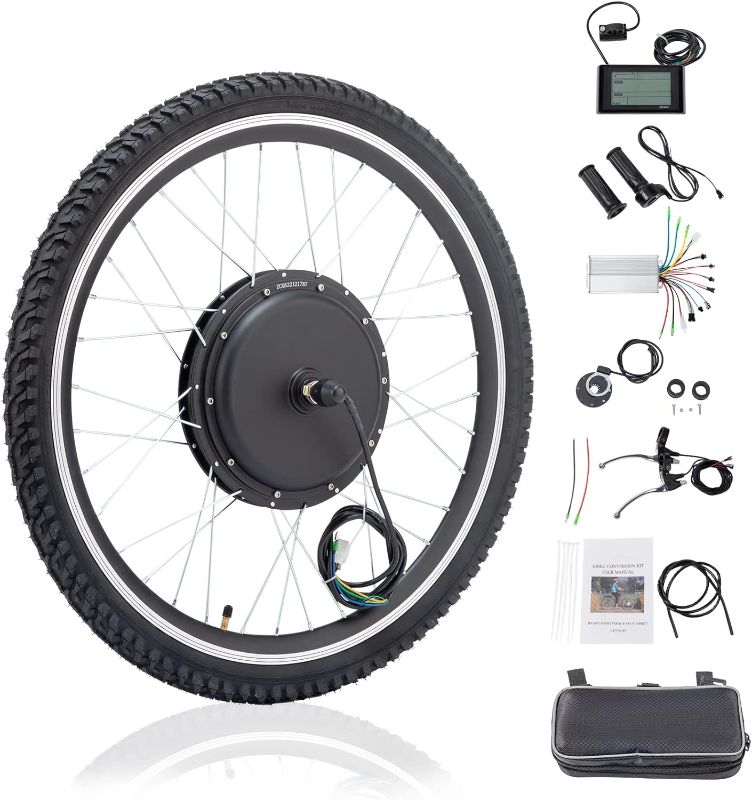 Photo 1 of Ktaxon Electric Bike Conversion Kit, 48V 1000W Ebike Conversion Kit, 26" Front/Rear Wheel E-Bike Conversion Kits with PAS, LCD Display, Aluminum Alloy Frame and Gearless Hub Motor