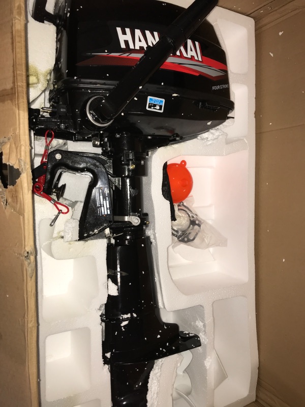 Photo 2 of 2 Stroke 6HP Outboard Motor, Outboard Motor Boat Engine, Heavy Duty Fishing Boat Engine Marine Engine with CDI Ignition System Water Cooling System Boat Motor