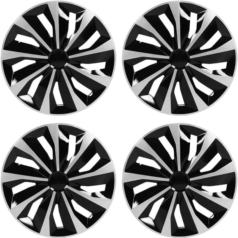 Photo 1 of ABX Hubcaps, 15inch hubcaps Set of 4, Replacement Hubcaps, Wheel Rim Cover ABS Material, Snap On Car Truck SUV Hub Cap, for Toyota Camry Nissan Mazda etc, Black & Silver