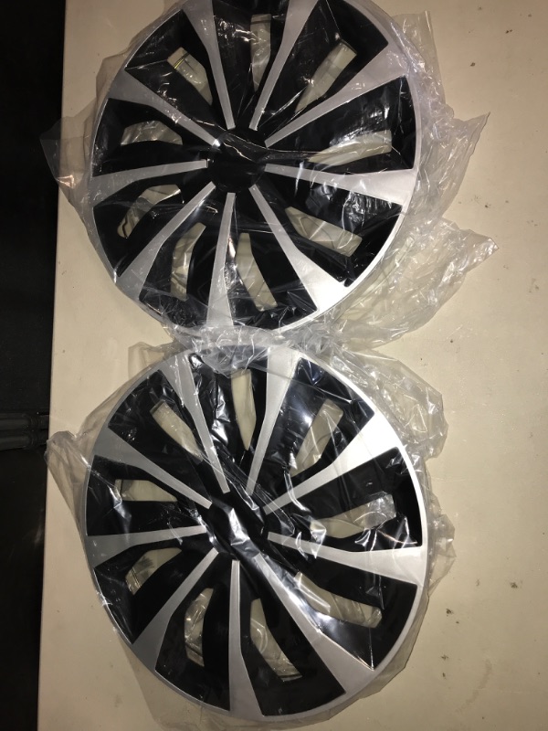 Photo 1 of ABX Hubcaps, 15inch hubcaps Set of 4, Replacement Hubcaps, Wheel Rim Cover ABS Material, Snap On Car Truck SUV Hub Cap, for Toyota Camry Nissan Mazda etc, Black & Silver
