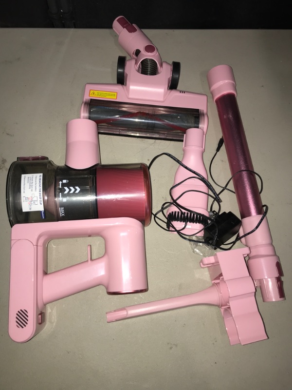 Photo 2 of Cordless Vacuum Cleaner with 28Kpa Suction, 380W Brushless Motor, 50 Min Runtime, Home Cleaning Companion (Pink)