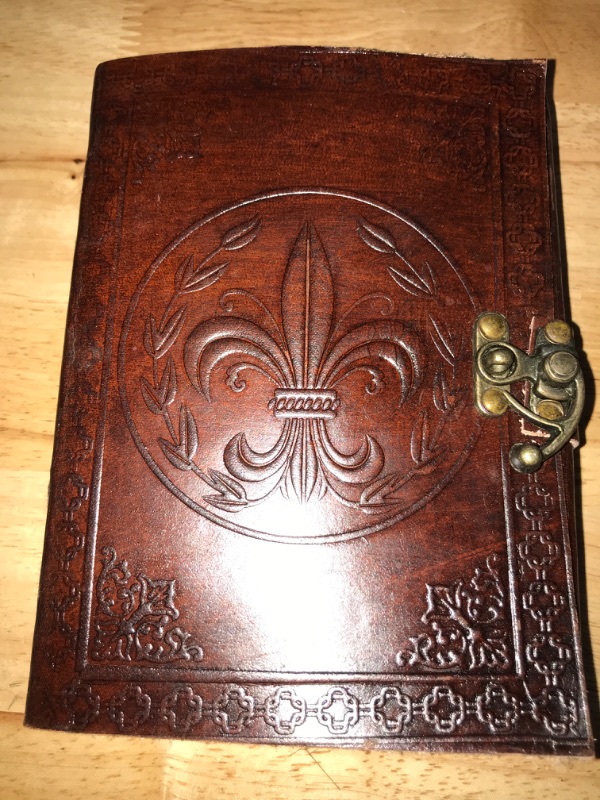 Photo 2 of Fleur De Lis Leather Journal with Clasp