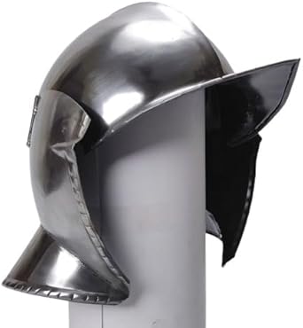 Photo 1 of Battle Helmet, Functional Medieval Wearable Helmet, Medieval Templar Knight crusader Armor, Viking lerp Warrior Helmet, 26 x 8 x 9 Inch, Silver Polish