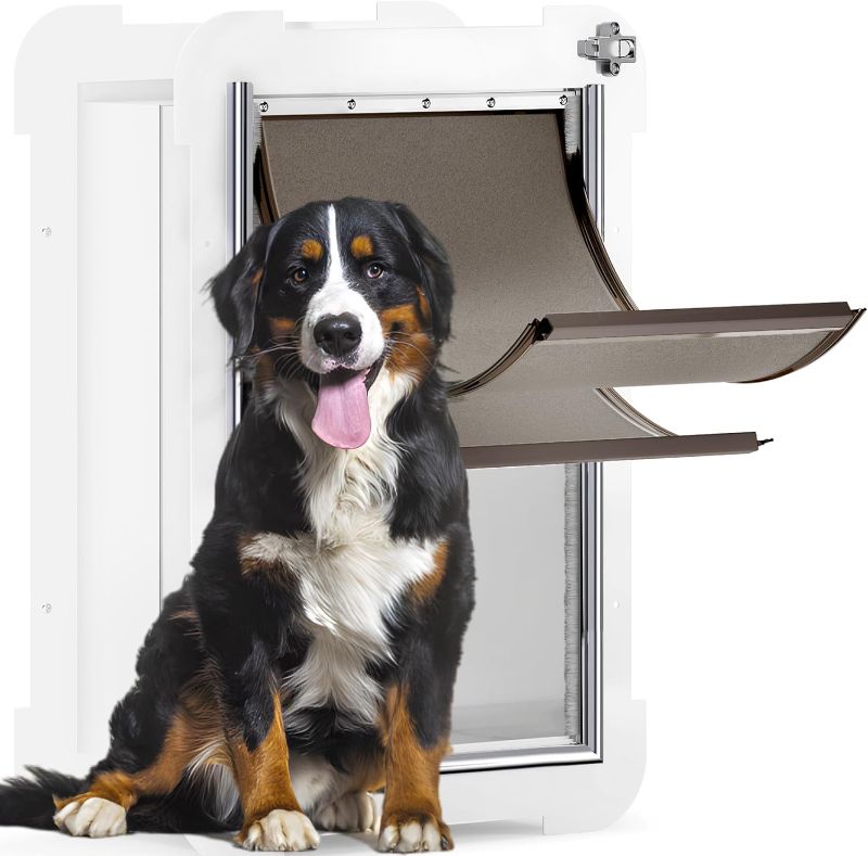 Photo 1 of MIAOTONG Large Dog Door,Upgraded Sealing Dog Door for Wall, Double Flap Doggy Door,Steel Frame and Telescoping Tunnel Dog Doors and Cat Doors(Pets Up to 100 Lb) -Large