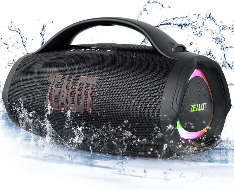 Photo 1 of ZEALOT Portable Bluetooth Speaker, 160W RMS Speaker Bluetooth Wireless, IPX6 Waterproof BT5.3, Extra Loud Deep Bass Party Speaker, 36000mah Power Bank/EQ/USB/TF Card/AUX, for Home, Outdoor,Travel