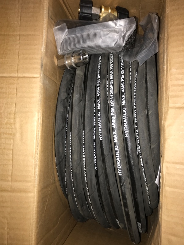 Photo 2 of 150 ft Pressure Washer Hose 3/8 Inch Quick Connect 4500 PSI Anti-Kink Non-Marking High Pressure Power Washer Hose with M22 14mm to 3/8 Inch Quick Connect for Heavy Duty Cleaning