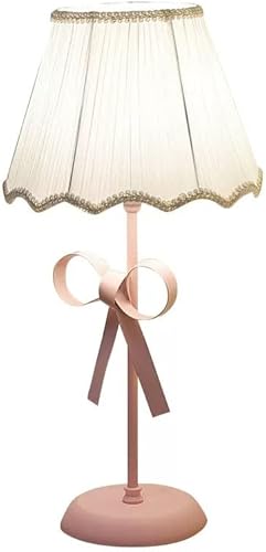 Photo 1 of Nordic White Pink Table Lamp for Girl's Bedroom Single Cute Bow Table Lamp with Fabric Shade Modern Decorative Bedside Light Coastal Bedside Table Kids Bedroom Reading Desk Lighting