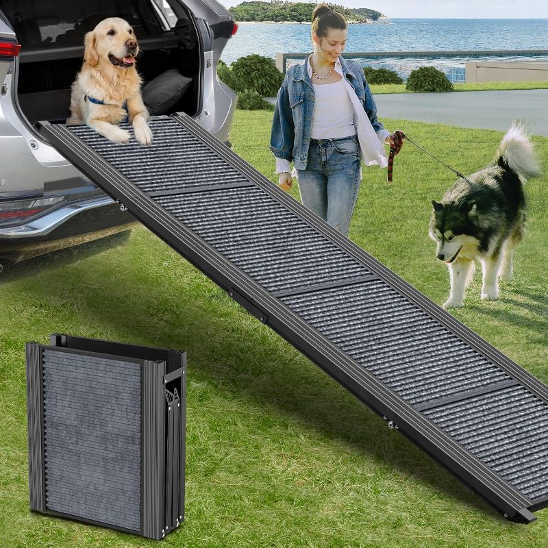 Photo 1 of Dog Ramp for Car 71" Extra Long & 17.2" Wide Folding Pet Ramp Dog Ramps for Large Dogs with Non-Slip Rug Surface Portable Dog Car Ramp for SUV Car & Truck, Outdoor Dog Ramp Up to 270 LBS