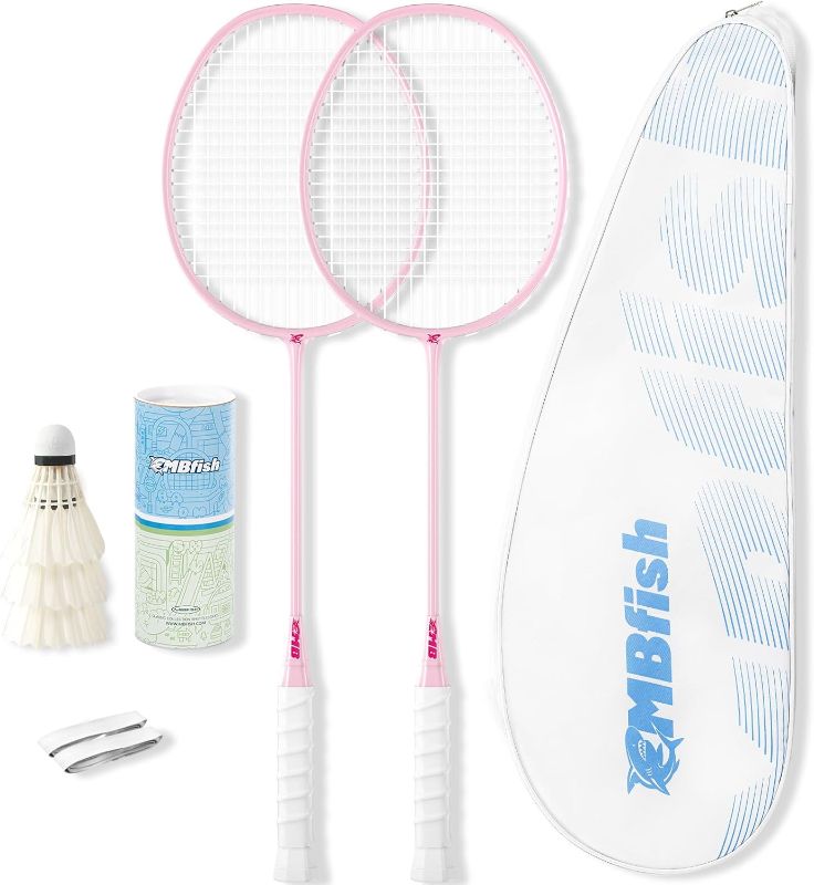 Photo 1 of Badminton Racket Set with 2 Carbon Fiber Rackets, 3 Shuttlecocks, 2 Replacement Racket Grip Tapes and 1 Badminton Bag - Perfect for Beginners & Outdoor Games 4U