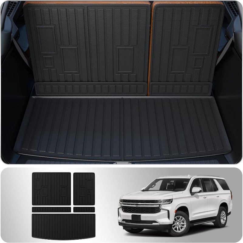 Photo 1 of Cargo Mat Compatible with 2022-2025 Chevrolet Tahoe GMC Yukon Trunk Mat Cargo Liner TPE All Weather Back Seat Cover Protector 2024 Chevy Tahoe Accessories (Trunk Mat+Backrest Mats)