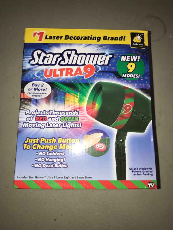 Photo 3 of Star Shower Ultra 9 Outdoor Laser Light Show, AS-SEEN-ON-TV, New 9 Unique Patterns, Showers Home w/ Thousands Of Lights, 3 Color Combinations, Motion or Still, Up to 3200 Sq Ft, Holiday Projector