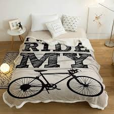 Photo 1 of I Want To Ride My Bike Sherpa Fleece Throw Blanket  Vintage Bike Silhouette Home Decor Reversible Fuzzy Warm
