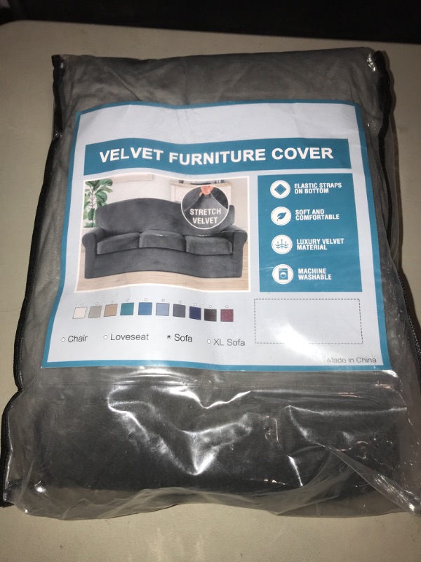 Photo 2 of H.VERSAILTEX 4 Pieces Thick Velvet Sofa Covers Couch Covers for 3 Cushion Couch Sofa High Stretch Slipcovers Furniture Protector Form Fit Luxury Couch Cover for Dogs Width Up to 90 Inch(Sofa,Grey)