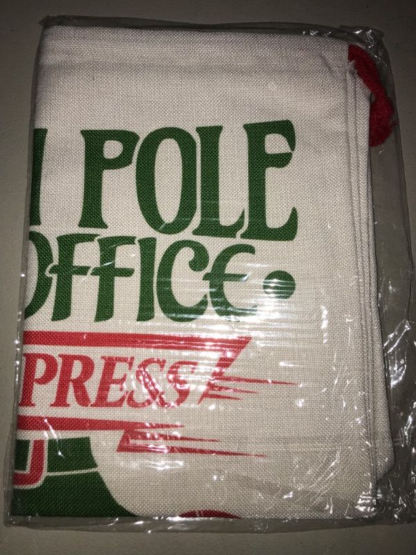 Photo 2 of Easy Sublimation Polyester Santa Sacks Large 19 Inches by 27 Inches- Just Add A Name (NORTH POLE)