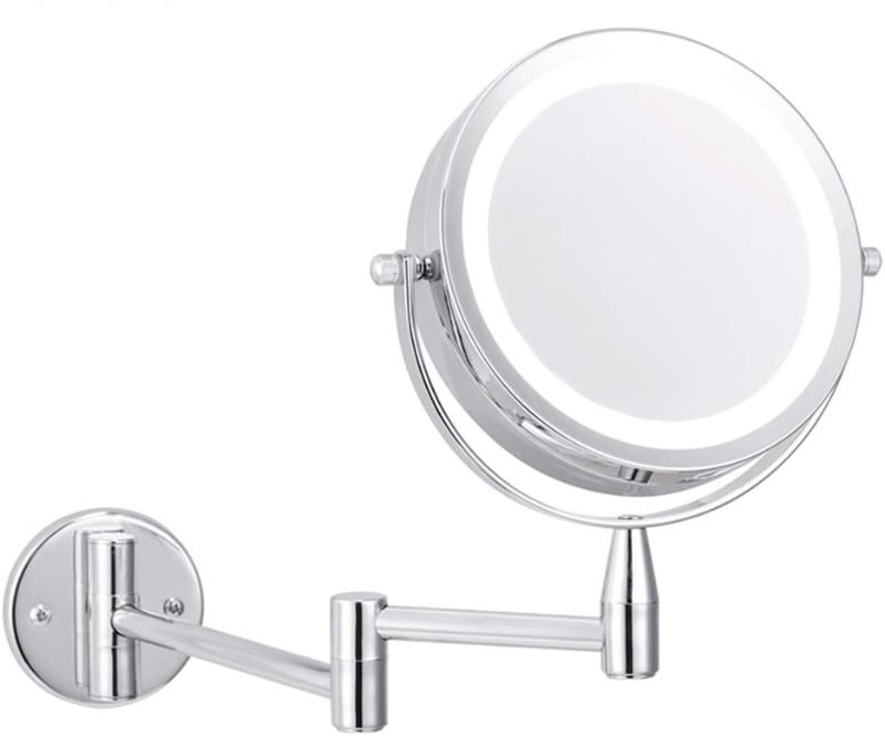 Photo 1 of Makeup Mirror LED 1X/5X Magnification Wall Mounted Adjustable Makeup Mirror Dual Arm Extend 2-Face Cosmetic Mirror