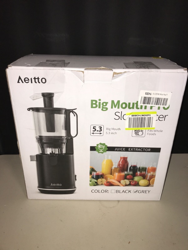 Photo 4 of Aeitto Cold Press Juicer with 5.3" Wide Mouth, 250W Whole Fruit juicer, 1.7L Large Capacity Juice Extractor for Vegetable and Fruit, Easy to Clean with Brush