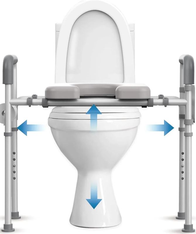 Photo 1 of Agrish Raised Toilet Seat with Handles - Width and Height Adjustable Padded Toilet Seat Risers for Seniors, Bariatric, Handicap, Heavy Duty 350lbs Raised Toilet Seat, Fit Any Toilet