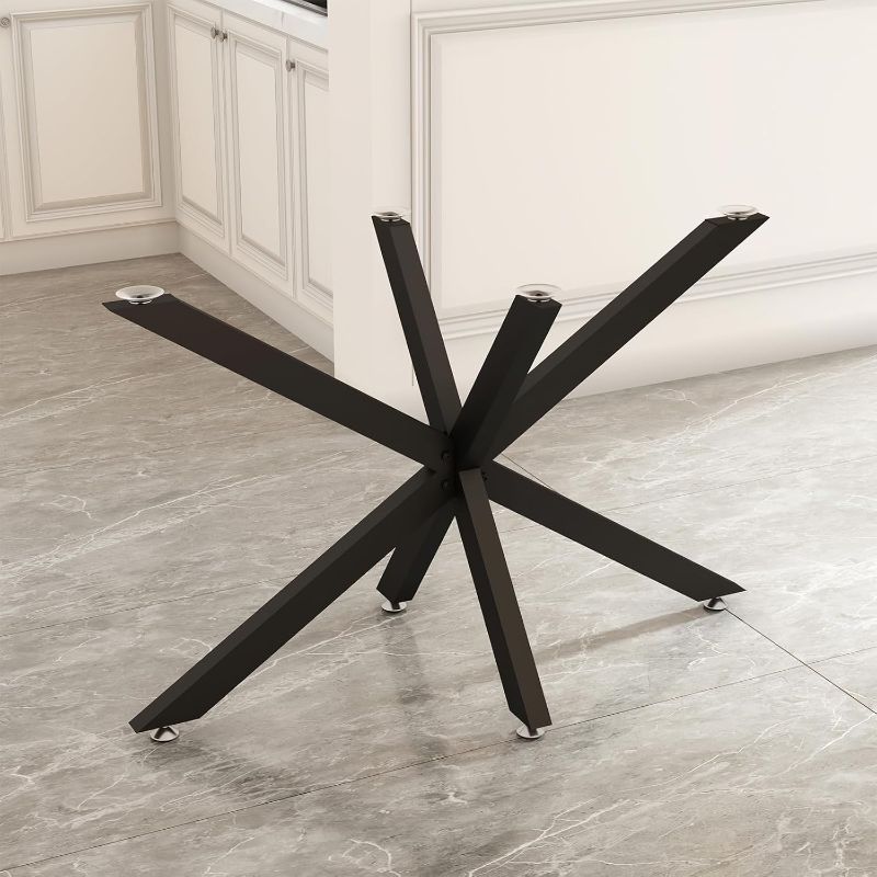 Photo 1 of Modern Table Base Black 29" Metal Dining Table Legs with Suction Cups, Desk Base for Marble,Glass,Wood Top, Furniture Legs for Coffee Table, End Table, Home,Kitchen, Office