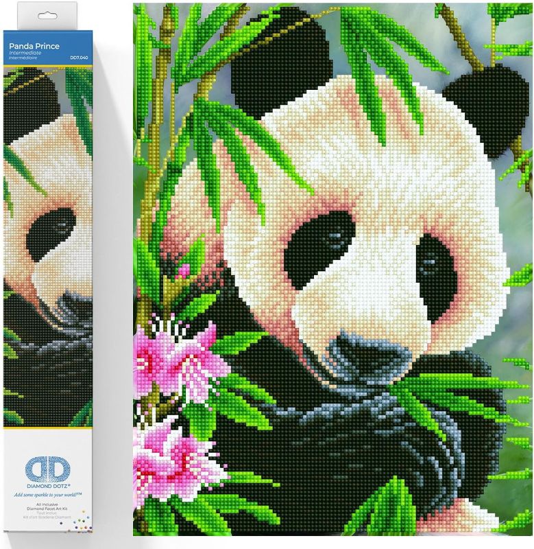 Photo 1 of DIAMOND DOTZ ® - Panda Prince, Partial Drill, Round Dotz, Diamond Painting Kits, Diamond Art Kits for Adults, Panda Diamond Art, Diamond Art, Diamond Dotz Kits, 15.7"x11.8"