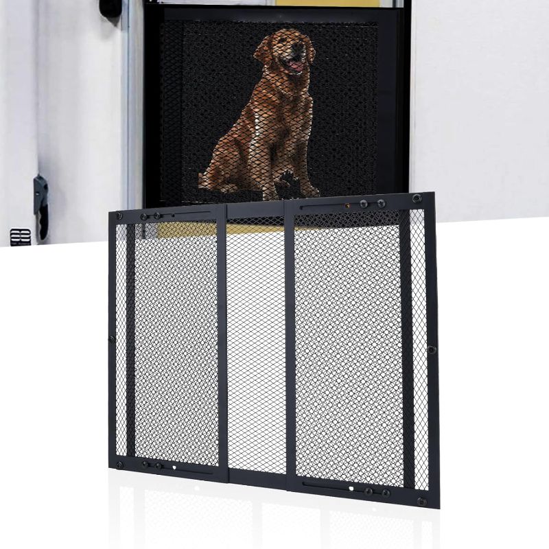 Photo 1 of Aluminum RV Entry Screen Door Protector Grille for Dogs, Adjustable RV Screen Door Guard - Fits Door Widths 22" - 31.5", RV Door Camper Screen Door Grill, Black