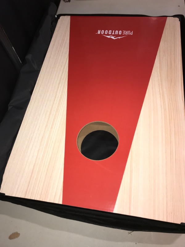 Photo 2 of Pure Outdoor by Monoprice Upgraded Portable Wood Cornhole Outdoor Lawn Game Set with Carrying Case