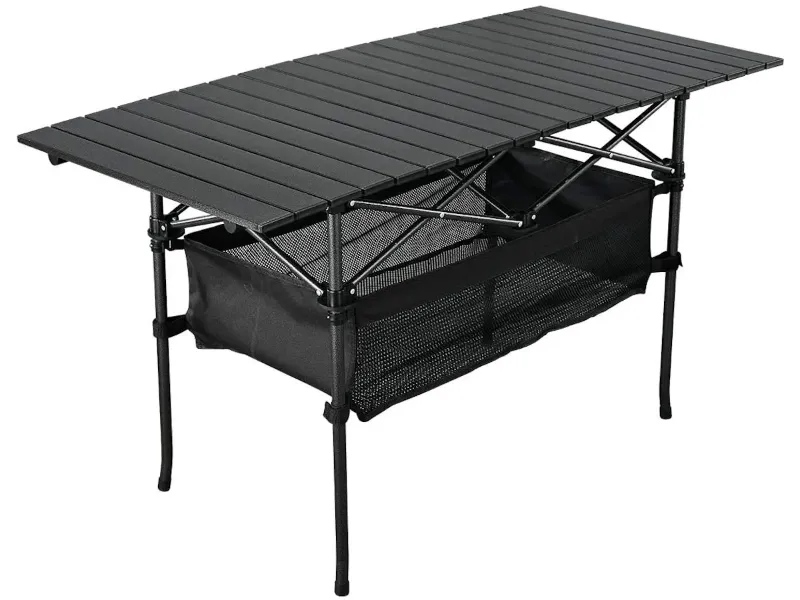 Photo 1 of 4 Ft Outdoor Folding Portable Picnic Camping Table, Aluminum Roll-up Table with Easy Carrying Bag for Indoor, Outdoor, Camping, Beach, Backyard, BBQ, Party, Patio, Picnic