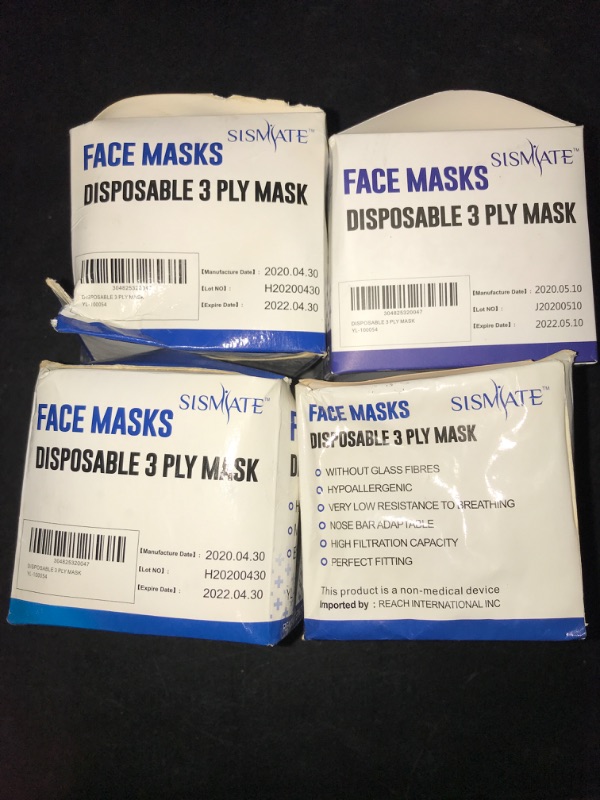 Photo 2 of 4x SISMATE 50Pcs Disposable 3 Ply Mask